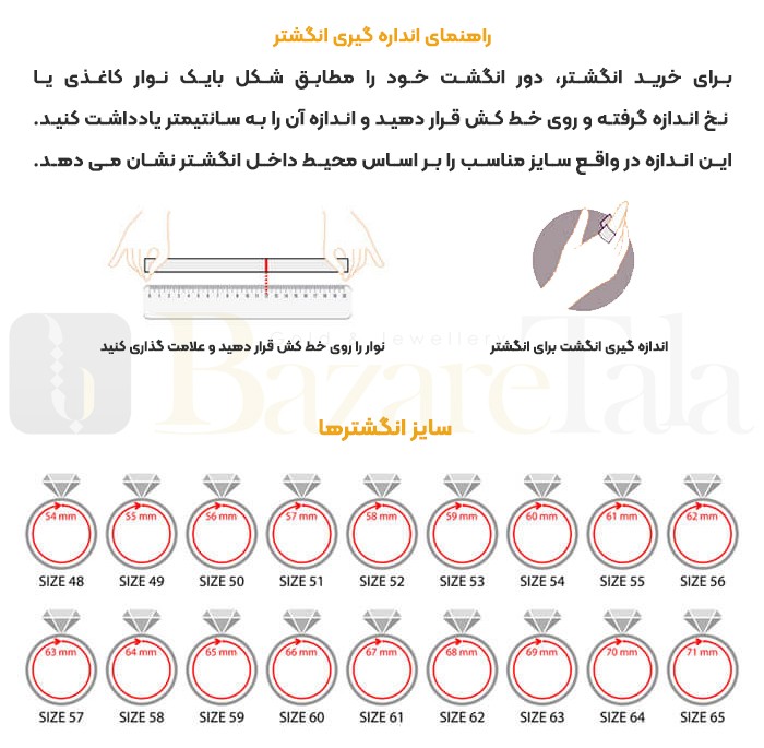 سایز انگشتر خود را در خانه اندازه بگیرید