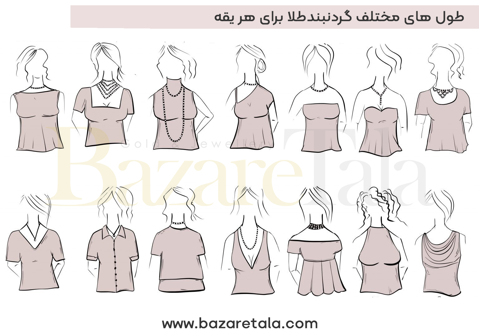 استاندارد خرید گردنبند طلا برای انواع یقه
